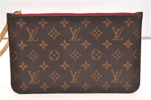 Authentic Louis Vuitton Monogram Neverfull Pouch Purse Clutch Bag Purple 6538F