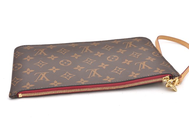 Authentic Louis Vuitton Monogram Neverfull Pouch Purse Clutch Bag Purple 6538F