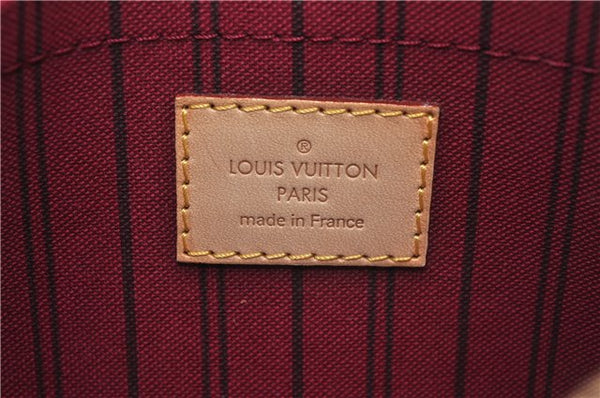 Authentic Louis Vuitton Monogram Neverfull Pouch Purse Clutch Bag Purple 6538F