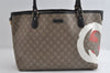 Authentic GUCCI Vintage Shoulder Tote Bag GG PVC Leather 203693 Brown 6538I