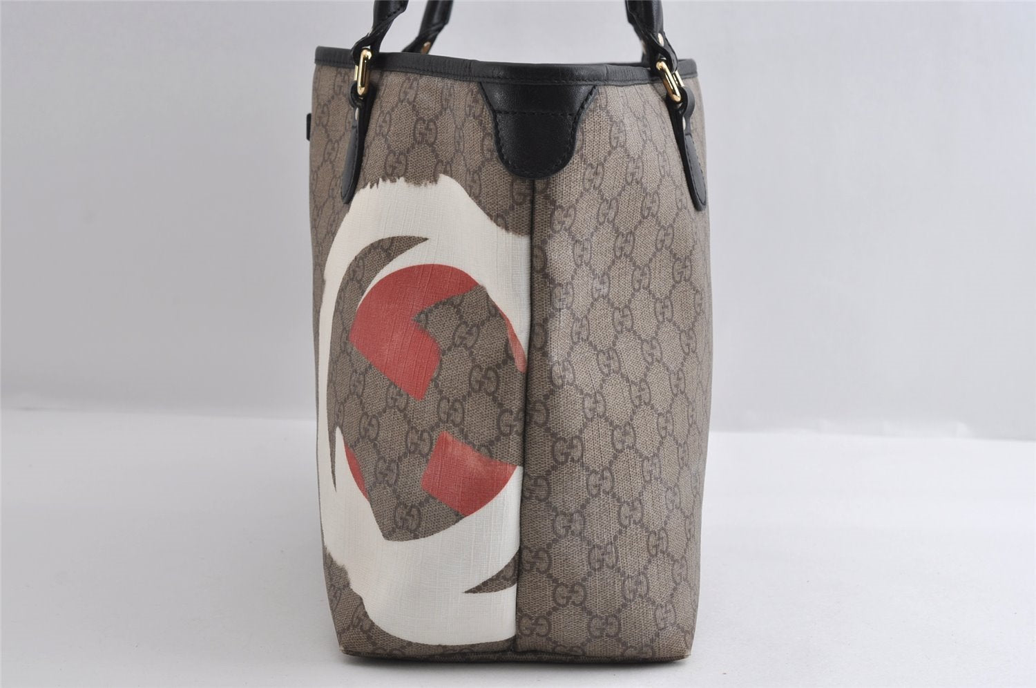 Authentic GUCCI Vintage Shoulder Tote Bag GG PVC Leather 203693 Brown 6538I