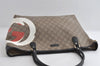 Authentic GUCCI Vintage Shoulder Tote Bag GG PVC Leather 203693 Brown 6538I
