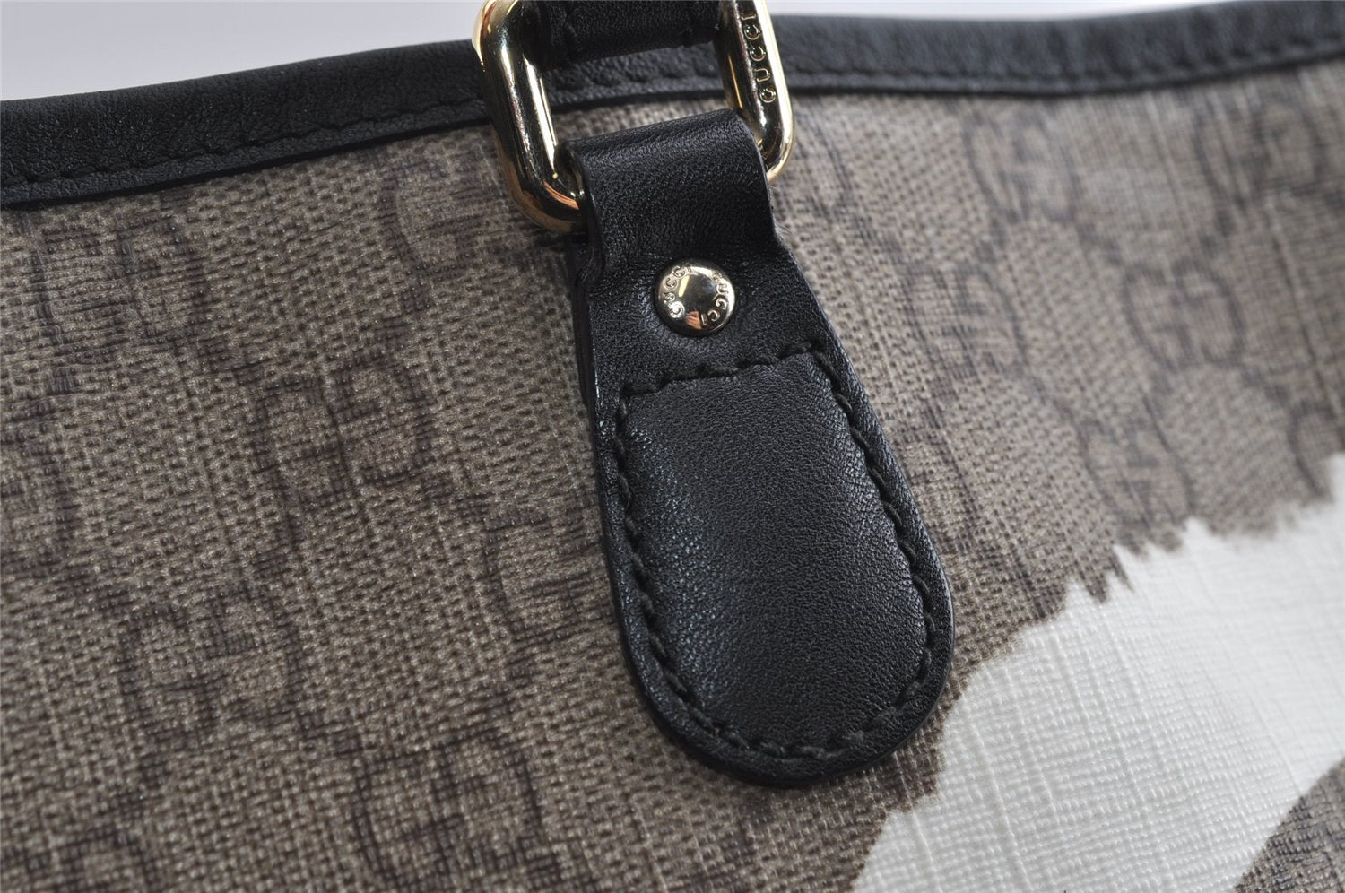 Authentic GUCCI Vintage Shoulder Tote Bag GG PVC Leather 203693 Brown 6538I