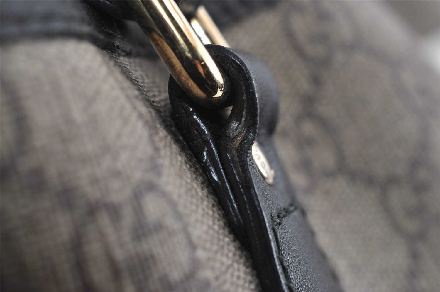 Authentic GUCCI Vintage Shoulder Tote Bag GG PVC Leather 203693 Brown 6538I