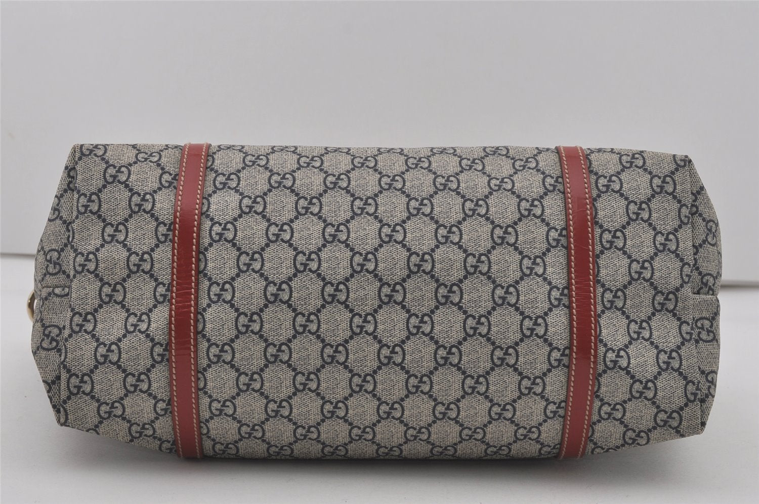 Authentic GUCCI Heart Tattoo Shoulder Tote Bag GG PVC Enamel 197953 Navy 6539I