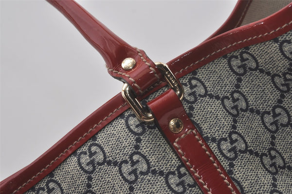 Authentic GUCCI Heart Tattoo Shoulder Tote Bag GG PVC Enamel 197953 Navy 6539I