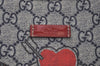 Authentic GUCCI Heart Tattoo Shoulder Tote Bag GG PVC Enamel 197953 Navy 6539I