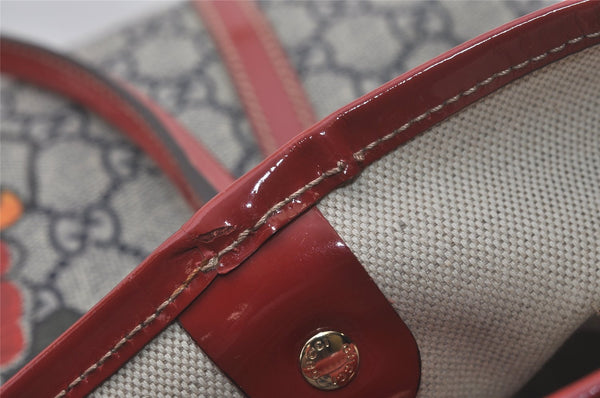 Authentic GUCCI Heart Tattoo Shoulder Tote Bag GG PVC Enamel 197953 Navy 6539I