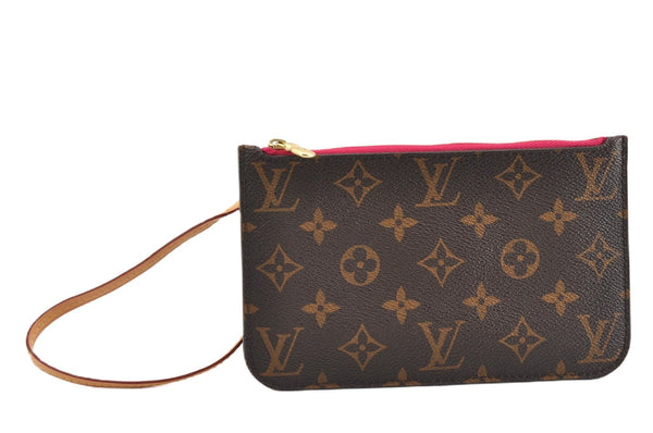 Authentic Louis Vuitton Monogram Neverfull Pouch Purse Clutch Bag Pink LV 6540F