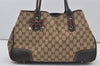 Authentic GUCCI Web Sherry Line Princy Ribbon Tote Bag Canvas 163805 Brown 6540I