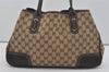 Authentic GUCCI Web Sherry Line Princy Ribbon Tote Bag Canvas 163805 Brown 6540I