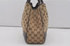 Authentic GUCCI Web Sherry Line Princy Ribbon Tote Bag Canvas 163805 Brown 6540I