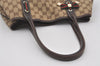 Authentic GUCCI Web Sherry Line Princy Ribbon Tote Bag Canvas 163805 Brown 6540I