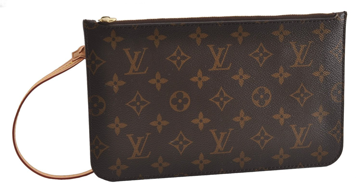 Authentic Louis Vuitton Monogram Neverfull Pouch Purse Clutch Bag LV 6544F