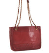 Authentic CHANEL Lamb Skin Matelasse Chain Shoulder Tote Bag Red CC 6544I