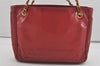 Authentic CHANEL Lamb Skin Matelasse Chain Shoulder Tote Bag Red CC 6544I