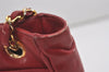 Authentic CHANEL Lamb Skin Matelasse Chain Shoulder Tote Bag Red CC 6544I