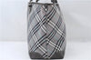 Authentic BURBERRY BLUE LABEL Check Tote Hand Bag Canvas Leather Gray 6545E