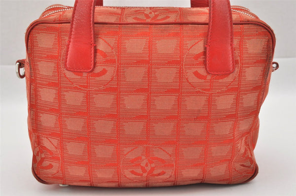 Authentic CHANEL New Travel Line 2Way Shoulder Hand Bag Nylon Leather Red 6545I