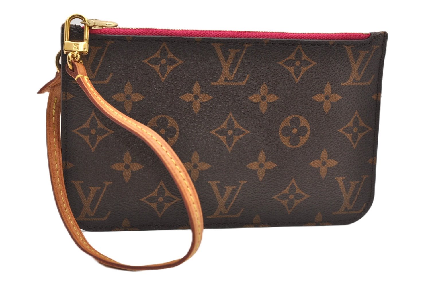 Authentic Louis Vuitton Monogram Neverfull Pouch Purse Clutch Bag Pink LV 6546F