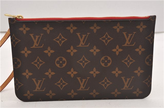 Authentic Louis Vuitton Monogram Neverfull Pouch Purse Clutch Bag Red LV 6547F