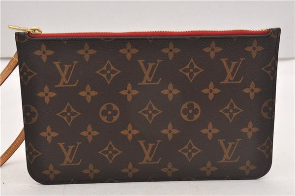 Authentic Louis Vuitton Monogram Neverfull Pouch Purse Clutch Bag Red LV 6547F