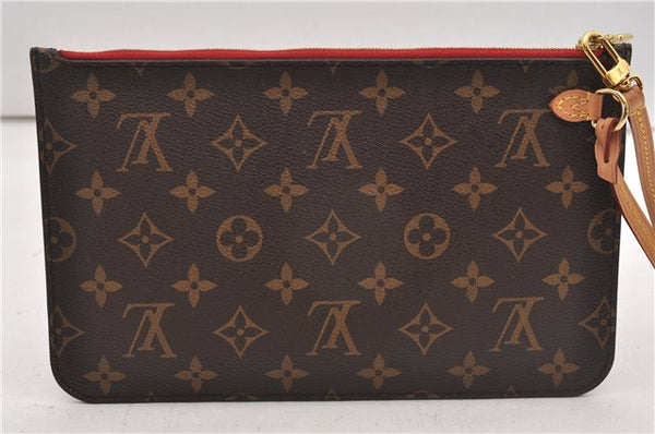 Authentic Louis Vuitton Monogram Neverfull Pouch Purse Clutch Bag Red LV 6547F