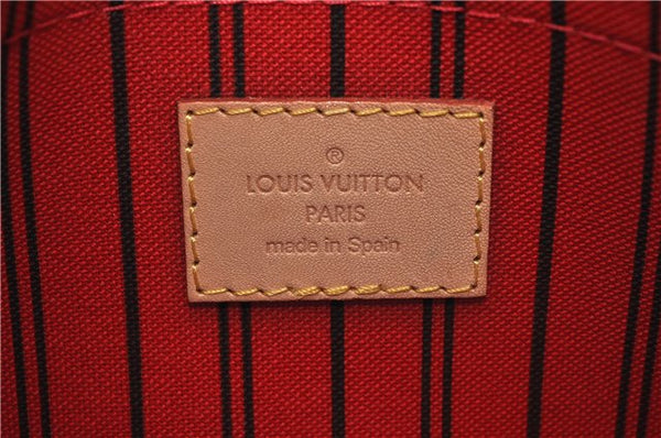 Authentic Louis Vuitton Monogram Neverfull Pouch Purse Clutch Bag Red LV 6547F