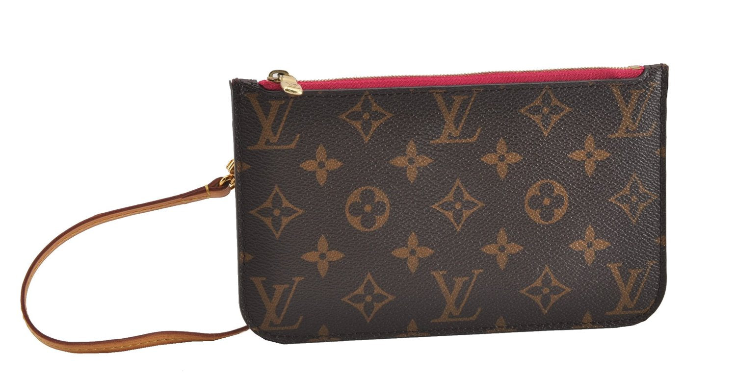 Authentic Louis Vuitton Monogram Neverfull Pouch Purse Clutch Bag Pink LV 6548F