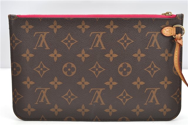 Authentic Louis Vuitton Monogram Neverfull Pouch Purse Clutch Bag Pink LV 6551F