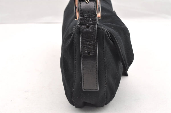 Authentic FENDI Mamma Baguette Shoulder Hand Bag Jersey Leather Black 6554I