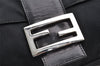 Authentic FENDI Mamma Baguette Shoulder Hand Bag Jersey Leather Black 6554I