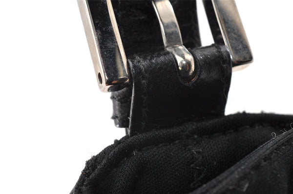 Authentic FENDI Mamma Baguette Shoulder Hand Bag Jersey Leather Black 6554I