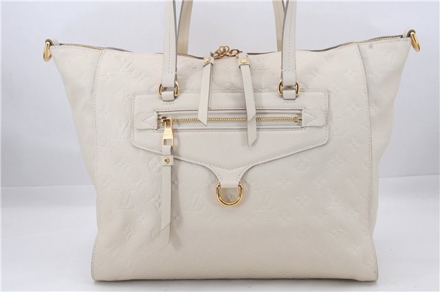 Auth Louis Vuitton Monogram Empreinte Lumineuse PM Tote Bag M93411 White 6555D