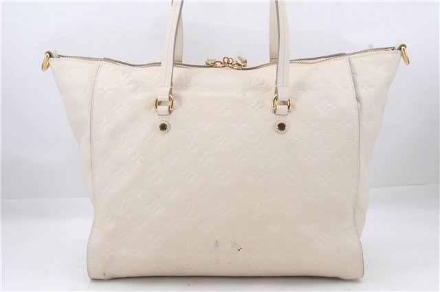 Auth Louis Vuitton Monogram Empreinte Lumineuse PM Tote Bag M93411 White 6555D