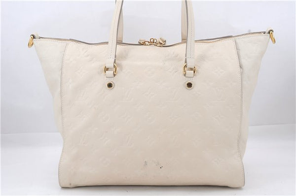 Auth Louis Vuitton Monogram Empreinte Lumineuse PM Tote Bag M93411 White 6555D