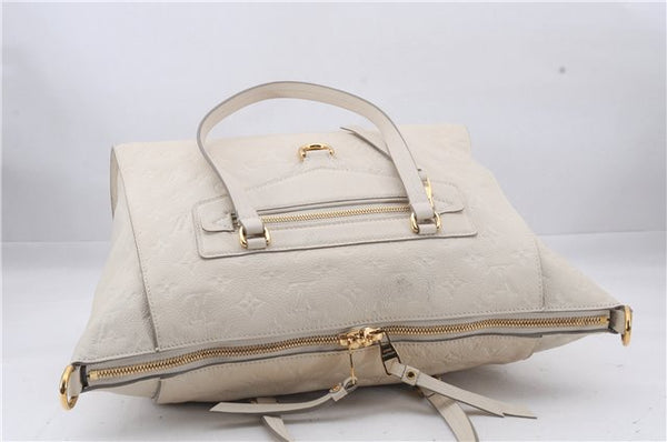 Auth Louis Vuitton Monogram Empreinte Lumineuse PM Tote Bag M93411 White 6555D