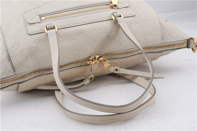 Auth Louis Vuitton Monogram Empreinte Lumineuse PM Tote Bag M93411 White 6555D