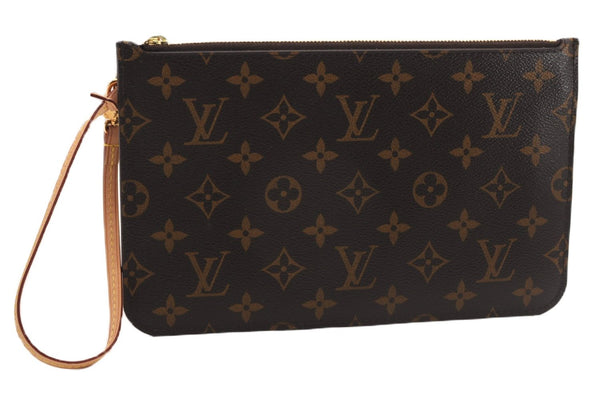 Authentic Louis Vuitton Monogram Neverfull Pouch Purse Clutch Bag LV 6555F