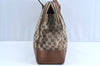 Authentic GUCCI Web Sherry Line Shoulder Bag GG Canvas Leather Brown 6555H