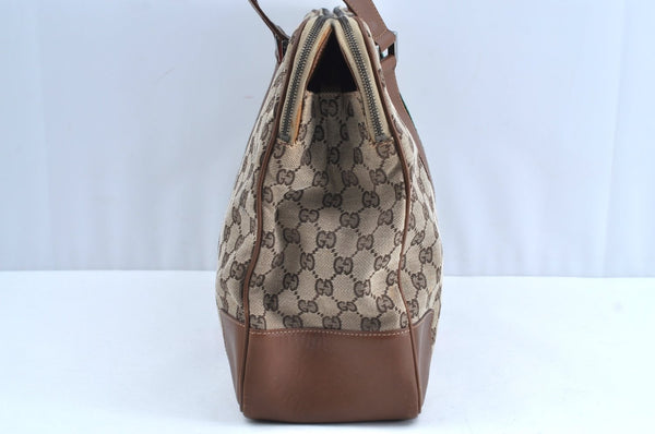 Authentic GUCCI Web Sherry Line Shoulder Bag GG Canvas Leather Brown 6555H