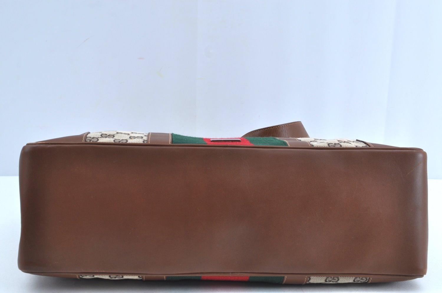 Authentic GUCCI Web Sherry Line Shoulder Bag GG Canvas Leather Brown 6555H