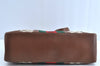 Authentic GUCCI Web Sherry Line Shoulder Bag GG Canvas Leather Brown 6555H