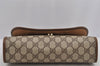 Authentic GUCCI Web Sherry Line Clutch Hand Bag Purse GG PVC Leather Brown 6555I