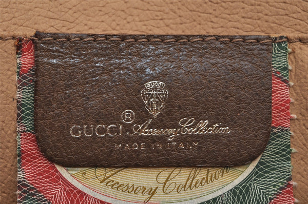 Authentic GUCCI Web Sherry Line Clutch Hand Bag Purse GG PVC Leather Brown 6555I