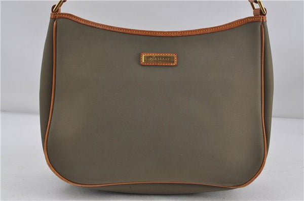 Authentic BURBERRY Canvas Leather Shoulder Hand Bag Purse Khaki Green 6557D
