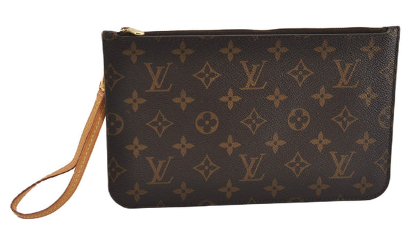 Authentic Louis Vuitton Monogram Neverfull Pouch Purse Clutch Bag LV 6557F