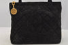 Authentic CHANEL Vintage Suede Medallion CC Logo Shoulder Tote Bag Black 6558I