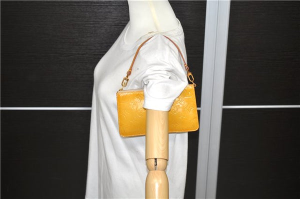 Authentic LOUIS VUITTON Vernis Lexington Hand Bag Pouch Yellow M91010 LV 6559C