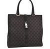 Authentic GUCCI Jackie Hand Tote Bag GG Canvas Leather 0021064 Black 6559I